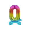 Picture of STANDING FOIL BALLOON 0 RAINBOW 38CM